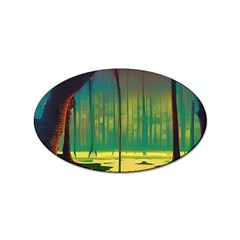 Nature Swamp Water Sunset Spooky Night Reflections Bayou Lake Sticker (oval)