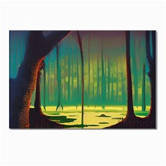 Nature Swamp Water Sunset Spooky Night Reflections Bayou Lake Postcards 5  X 7  (pkg Of 10)