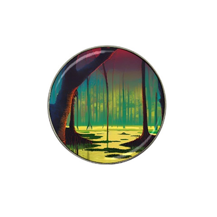 Nature Swamp Water Sunset Spooky Night Reflections Bayou Lake Hat Clip Ball Marker