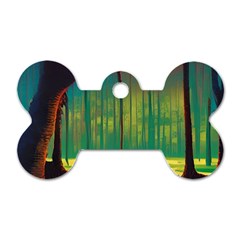 Nature Swamp Water Sunset Spooky Night Reflections Bayou Lake Dog Tag Bone (one Side) by Posterlux