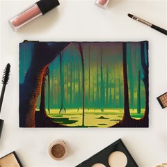 Nature Swamp Water Sunset Spooky Night Reflections Bayou Lake Cosmetic Bag (large) by Posterlux