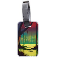 Nature Swamp Water Sunset Spooky Night Reflections Bayou Lake Luggage Tag (two Sides)