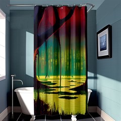 Nature Swamp Water Sunset Spooky Night Reflections Bayou Lake Shower Curtain 36  X 72  (stall) 