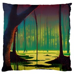 Nature Swamp Water Sunset Spooky Night Reflections Bayou Lake Large Cushion Case (one Side)