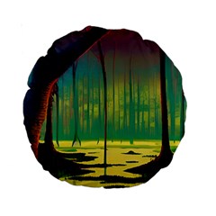 Nature Swamp Water Sunset Spooky Night Reflections Bayou Lake Standard 15  Premium Round Cushions