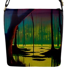 Nature Swamp Water Sunset Spooky Night Reflections Bayou Lake Flap Closure Messenger Bag (s)