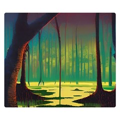 Nature Swamp Water Sunset Spooky Night Reflections Bayou Lake Two Sides Premium Plush Fleece Blanket (kids Size) by Posterlux