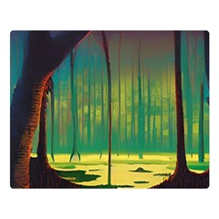 Nature Swamp Water Sunset Spooky Night Reflections Bayou Lake Two Sides Premium Plush Fleece Blanket (large)