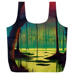 Nature Swamp Water Sunset Spooky Night Reflections Bayou Lake Full Print Recycle Bag (xxl)