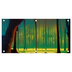 Nature Swamp Water Sunset Spooky Night Reflections Bayou Lake Banner And Sign 4  X 2  by Posterlux