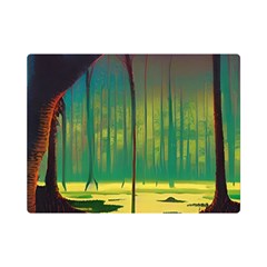 Nature Swamp Water Sunset Spooky Night Reflections Bayou Lake Premium Plush Fleece Blanket (mini) by Posterlux