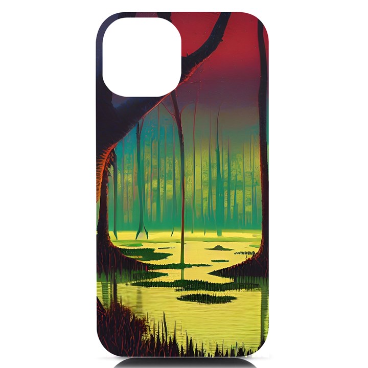 Nature Swamp Water Sunset Spooky Night Reflections Bayou Lake iPhone 14 Black UV Print Case