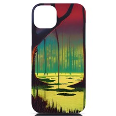 Nature Swamp Water Sunset Spooky Night Reflections Bayou Lake Iphone 14 Plus Black Uv Print Case by Posterlux