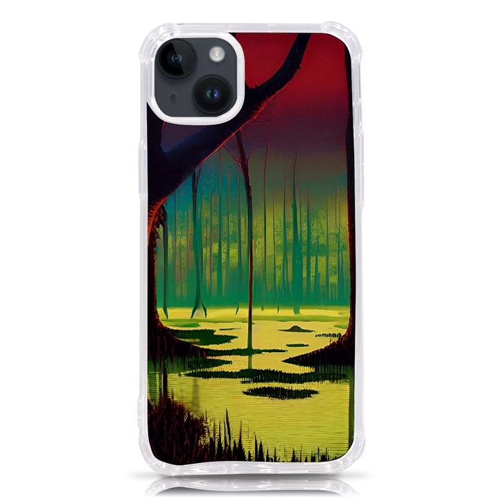 Nature Swamp Water Sunset Spooky Night Reflections Bayou Lake iPhone 14 Plus TPU UV Print Case