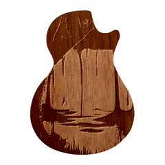 Nature Swamp Water Sunset Spooky Night Reflections Bayou Lake Guitar Shape Wood Guitar Pick Holder Case And Picks Set