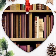 Books Bookshelves Office Fantasy Background Artwork Book Cover Apothecary Book Nook Literature Libra Ornament (heart) by Posterlux