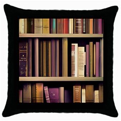 Books Bookshelves Office Fantasy Background Artwork Book Cover Apothecary Book Nook Literature Libra Throw Pillow Case (Black)