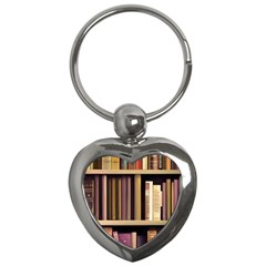 Books Bookshelves Office Fantasy Background Artwork Book Cover Apothecary Book Nook Literature Libra Key Chain (heart) by Posterlux