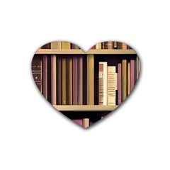 Books Bookshelves Office Fantasy Background Artwork Book Cover Apothecary Book Nook Literature Libra Rubber Coaster (Heart)