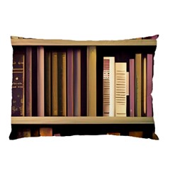 Books Bookshelves Office Fantasy Background Artwork Book Cover Apothecary Book Nook Literature Libra Pillow Case (two Sides) by Posterlux