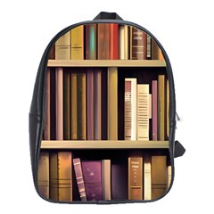 Books Bookshelves Office Fantasy Background Artwork Book Cover Apothecary Book Nook Literature Libra School Bag (XL)