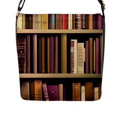 Books Bookshelves Office Fantasy Background Artwork Book Cover Apothecary Book Nook Literature Libra Flap Closure Messenger Bag (L)