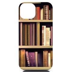 Books Bookshelves Office Fantasy Background Artwork Book Cover Apothecary Book Nook Literature Libra iPhone 14 Black UV Print Case