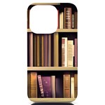 Books Bookshelves Office Fantasy Background Artwork Book Cover Apothecary Book Nook Literature Libra iPhone 14 Pro Black UV Print Case Front