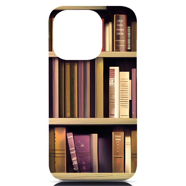 Books Bookshelves Office Fantasy Background Artwork Book Cover Apothecary Book Nook Literature Libra iPhone 14 Pro Black UV Print Case