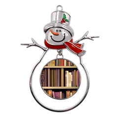 Books Bookshelves Office Fantasy Background Artwork Book Cover Apothecary Book Nook Literature Libra Metal Snowman Ornament by Posterlux