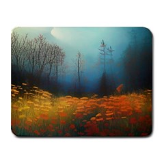 Wildflowers Field Outdoors Clouds Trees Cover Art Storm Mysterious Dream Landscape Small Mousepad by Posterlux