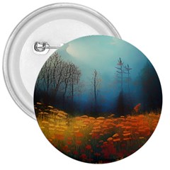 Wildflowers Field Outdoors Clouds Trees Cover Art Storm Mysterious Dream Landscape 3  Buttons by Posterlux