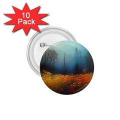 Wildflowers Field Outdoors Clouds Trees Cover Art Storm Mysterious Dream Landscape 1 75  Buttons (10 Pack)