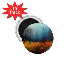 Wildflowers Field Outdoors Clouds Trees Cover Art Storm Mysterious Dream Landscape 1 75  Magnets (10 Pack) 