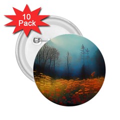 Wildflowers Field Outdoors Clouds Trees Cover Art Storm Mysterious Dream Landscape 2 25  Buttons (10 Pack)  by Posterlux