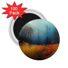 Wildflowers Field Outdoors Clouds Trees Cover Art Storm Mysterious Dream Landscape 2 25  Magnets (100 Pack)  by Posterlux