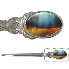 Wildflowers Field Outdoors Clouds Trees Cover Art Storm Mysterious Dream Landscape Letter Opener by Posterlux