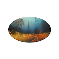 Wildflowers Field Outdoors Clouds Trees Cover Art Storm Mysterious Dream Landscape Sticker (oval) by Posterlux