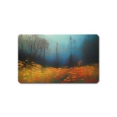 Wildflowers Field Outdoors Clouds Trees Cover Art Storm Mysterious Dream Landscape Magnet (name Card) by Posterlux