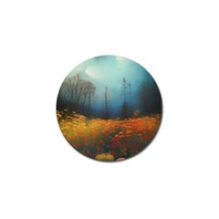 Wildflowers Field Outdoors Clouds Trees Cover Art Storm Mysterious Dream Landscape Golf Ball Marker by Posterlux