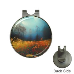 Wildflowers Field Outdoors Clouds Trees Cover Art Storm Mysterious Dream Landscape Hat Clips With Golf Markers by Posterlux