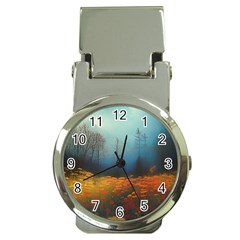 Wildflowers Field Outdoors Clouds Trees Cover Art Storm Mysterious Dream Landscape Money Clip Watches