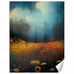 Wildflowers Field Outdoors Clouds Trees Cover Art Storm Mysterious Dream Landscape Canvas 12  X 16  by Posterlux