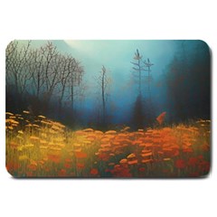 Wildflowers Field Outdoors Clouds Trees Cover Art Storm Mysterious Dream Landscape Large Doormat