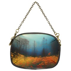 Wildflowers Field Outdoors Clouds Trees Cover Art Storm Mysterious Dream Landscape Chain Purse (two Sides) by Posterlux