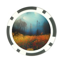 Wildflowers Field Outdoors Clouds Trees Cover Art Storm Mysterious Dream Landscape Poker Chip Card Guard (10 Pack)