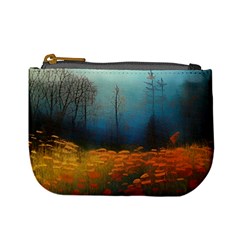 Wildflowers Field Outdoors Clouds Trees Cover Art Storm Mysterious Dream Landscape Mini Coin Purse by Posterlux