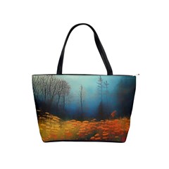 Wildflowers Field Outdoors Clouds Trees Cover Art Storm Mysterious Dream Landscape Classic Shoulder Handbag by Posterlux