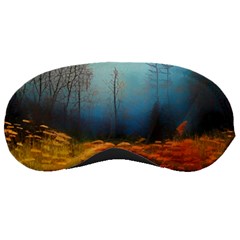 Wildflowers Field Outdoors Clouds Trees Cover Art Storm Mysterious Dream Landscape Sleep Mask by Posterlux