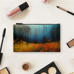 Wildflowers Field Outdoors Clouds Trees Cover Art Storm Mysterious Dream Landscape Cosmetic Bag (small)